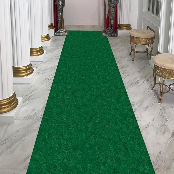 Ottomanson 2' x 53' Hallway Runner with Scraper Pile Extra Durable Non-Slip Rug Mat for Indoor & Outdoor Use - Ideal for Kitchen, Entryway, Patio & Garage - High-Traffic Carpet, Green