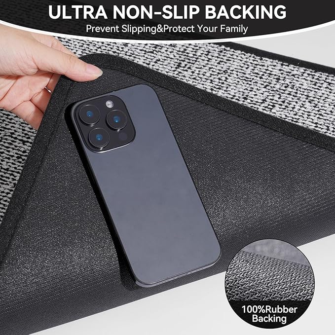 16"x24" Absorbent Quick Dry Bath Mats, Non-Slip Rubber Backing Bathroom Rug, Washable Bath Rugs for Bathroom Floor, Sink and Outside Shower, Low Pile Rug Fit Under Door, Minimalism, Black