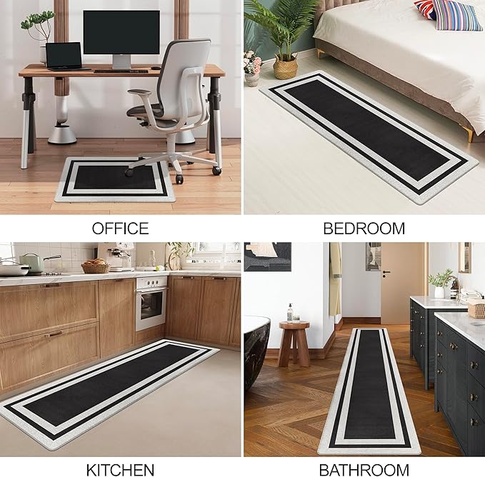 Anti Fatigue Kitchen Mat Long Kitchen Mats for Floor Non Slip Waterproof Kitchen Rug Kitchen Runner Kitchen Floor Mats Cushioned Anti Fatigue for Kitchen Sink Office Laundry 17.3" x 70.8" Black