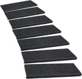 PURE ERA Bullnose Carpet Stair Treads Set Tape Free Non-Slip Indoor Stair Protectors Pet Friendly Rugs Covers Soft Skid Resistant Washable Reusable 9.5" x 30"(14 Pieces,Black)