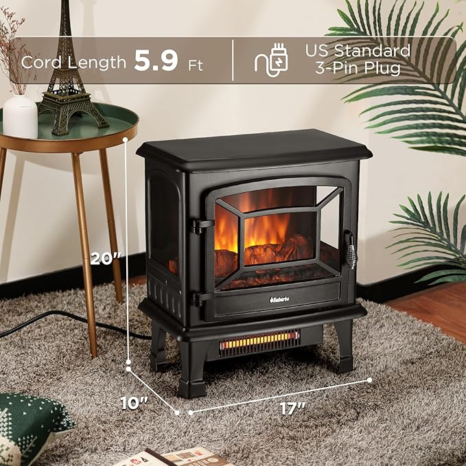 TURBRO Suburbs 20 in. Electric Fireplace Infrared Heater with Crackling Sound, Freestanding Fireplace Stove with Realistic Flame Effect, CSA Certified, Overheating Protection, Easy to Assemble, 1400W
