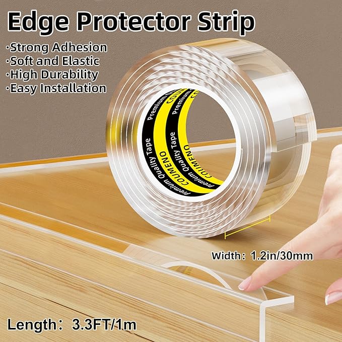 Clear Edge Protector,Safe Corner Protector, Anti-Sharp Edge Protector, for Furniture, Drawers, Tables, Cabinets 1.2inX3.3FT