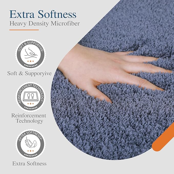 Walensee Large Bathroom Rug (24 x 60, Blue) Extra Soft and Absorbent Shaggy Bath Mat Machine Washable Microfiber Non Slip Luxury Floor Mat