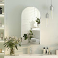 Beveled Edge Arched Recessed Medicine Cabinet with Mirror,Frameless Arched Mirror Medicine Cabinet for Bathroom,Mirrored Cabinets for Bathroom Wall Cabinet with 3 Glass Shelves,16x31