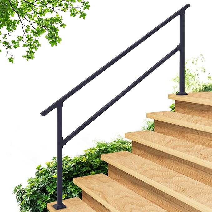 CR Fence & Rail Handrails for Outdoor Steps & Indoor Stair Railing Kit, 5-6 Steps Safety Hand Rail for Porch & Deck