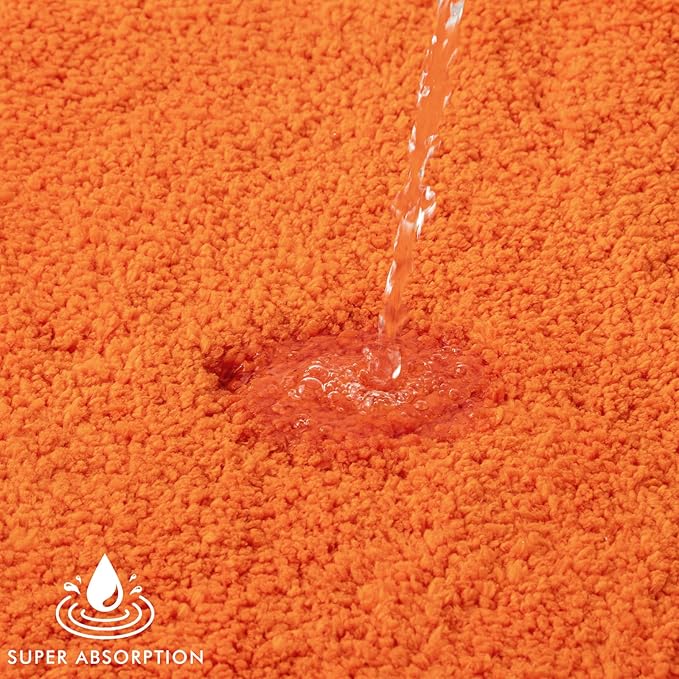 MIULEE Orange Bathroom Rug - Cute Fall Absorbent Bath Mat Made of Thick Fluffy Microsiber for Bathroom Floor, Tub or Entryway, Non Slip Rubber Backside for Extra Safety, Machine Washable - 16''x24''
