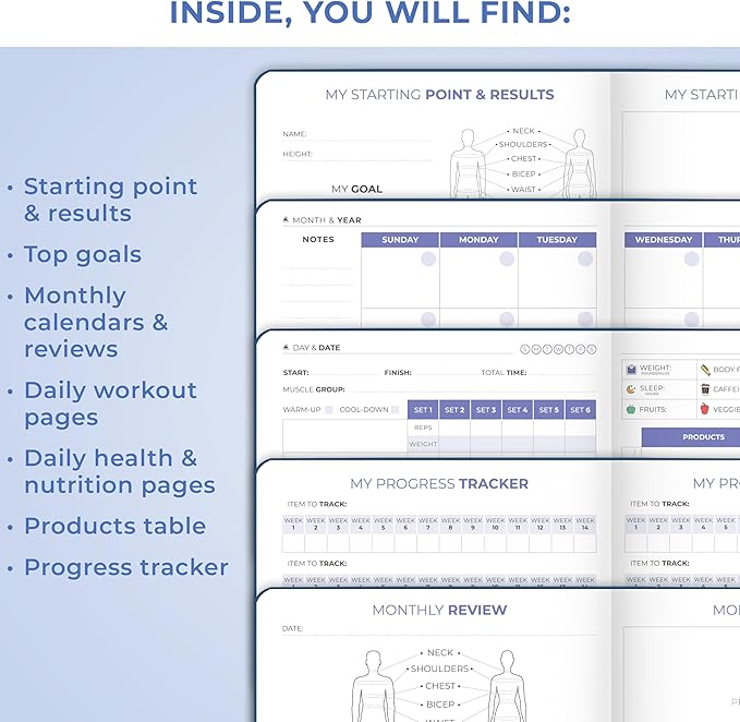 Clever Fox Fitness & Food Journal Pocket – Nutrition & Workout Planner for Women & Men – Diet & Gym Exercise Log Book with Calendars, Diet & Training Trackers – Lasts 3 Months, 4.3x5.5” (Mystic Blue)