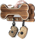 MTERSN Farmhouse Dog Leash Holder for Wall - Dog Stuff Organizer and Doggie Bone Key Holder Wall Mount with 5 Decorative 3D Puppy Paw Hooks & Storage Shelf - Ideal Home Decor (Brown)