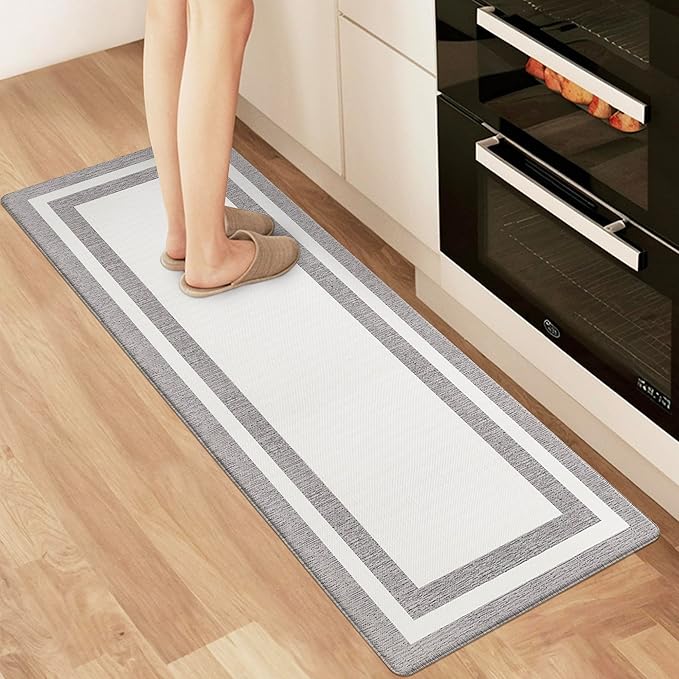 White Kitchen Mat Cushioned Anti-Fatigue Non-Skid Waterproof Rugs Ergonomic Comfort Standing Mat for Kitchen, Floor, Office, Sink, Laundry 17.3"x47.2"
