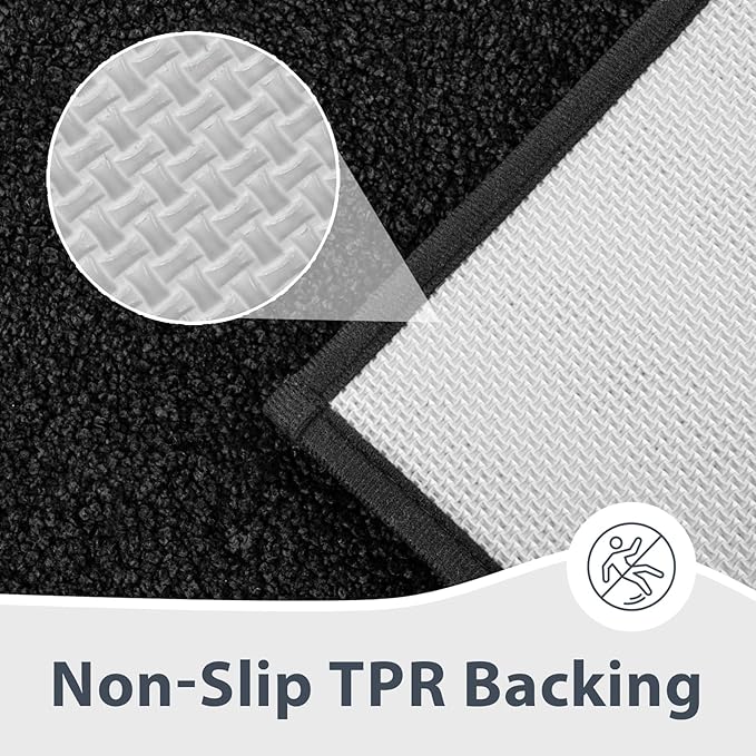 Bathroom Rugs 24" x 36", Non-Slip Extra Soft Absorbent Bath Rugs, Machine Washable Quick Dry Bath Mats for Bathroom Floor, Shower, Bathtub and Sink, Black