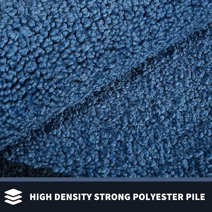 PURRUGS Dirt Trapping Door Mat 24" x 84", Non-Slip/Skid Machine Washable Entryway Rug, Shoes Scraper, Throw Rug, Super Absorbent Area Rug for Muddy Wet Shoes and Paws, Light Blue & Navy