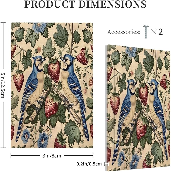 Light Switch Cover Plate Vintage Floral Bird Strawberry Thief William Morris 1 Gang No Device Blank Electrical Wall Plates Faceplate Decorative Switch Plate for Bedroom Home Decor
