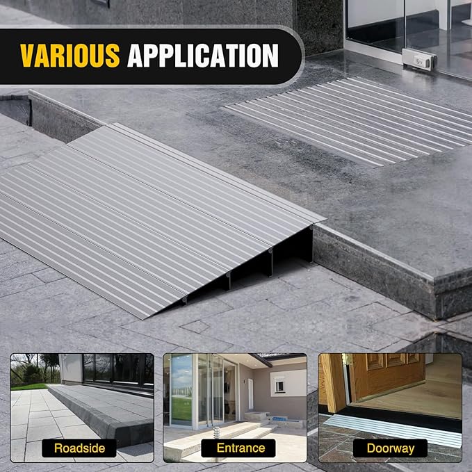 Nilight Door Threshold Ramp, 4" Rise Portable Aluminum Wheelchair Door Entry Ramps for Sheds Doorways Home Steps