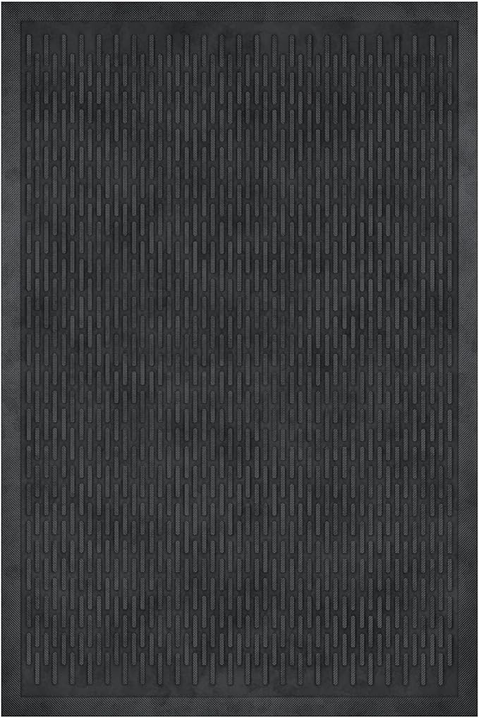 Ottomanson Heavy Duty Rubber Floor Mat – Non-Slip, Waterproof, Easy to Clean – Utility Rug for Entryway, Kitchen, Garage, or Patio – Stain Resistant, Hose Washable – 24" x 36", Black