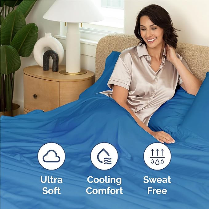 Split King 7 Piece Sheet Set - Cooling & Breathable Bed Sheets - Hotel Luxury Bed Sheets for Women, Men, Kids & Teens - Deep Pockets - Easy Fit - Soft and Wrinkle Free - Split King Royal Blue Sheets