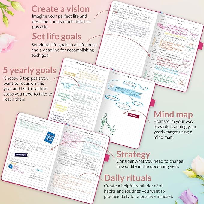 GoGirl Planner and Organizer for Women – A5 Size Weekly Planner, Goals Journal & Agenda to Improve Time Management, Productivity & Live Happier. Undated – Start Anytime, Lasts 1 Year – Hot Pink