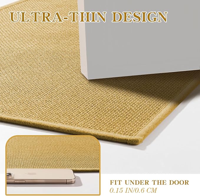 chakme Bathroom Rugs Mat 36x25, Ultra Thin Non Slip Bath Mat Large Quick Dry Absorbent Bath Mat for Bathroom Floor, (Yellow, 36"x25")