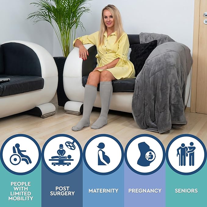 TheraMagic® Zipper Compression Socks for Men & Women, 20-30mmHg Closed Toe Graduated Zippered Compression Stocking