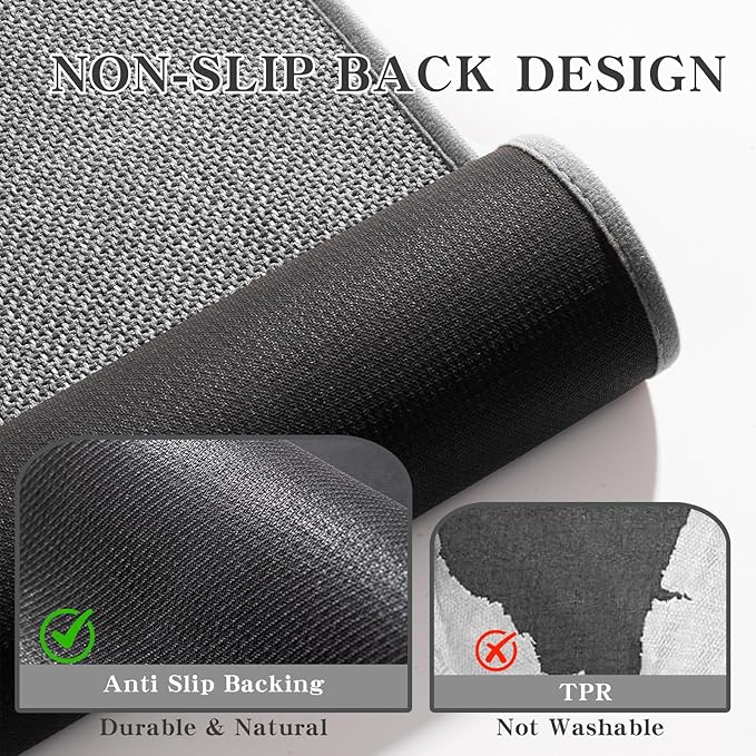 chakme Bathroom Rugs Mat 59x17, Ultra Thin Non Slip Bath Mat Runner Quick Dry Absorbent Bath Mat for Bathroom Floor, (Dark Grey, 59"x17")