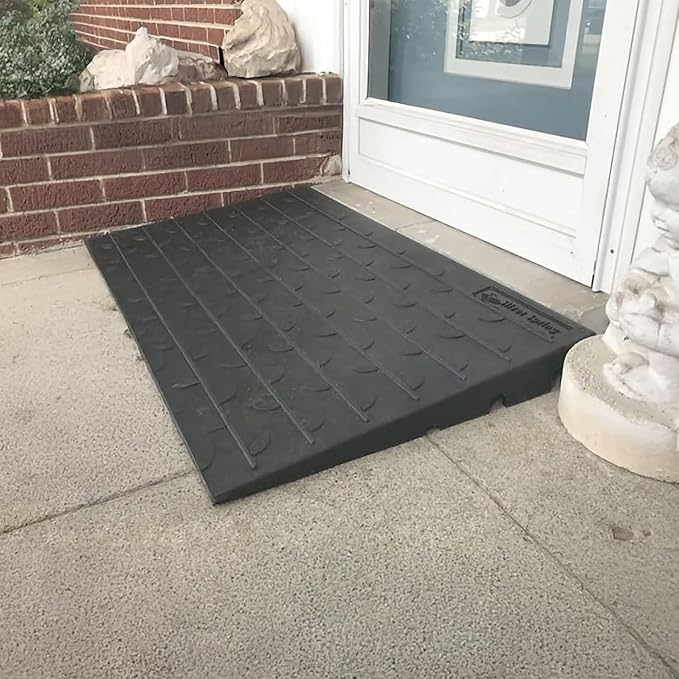 Silver Spring 3" High Rubber 3-Channel Threshold Ramp 600 lb. Weight Capacity for Wheelchairs, Mobility Scooters, and Power Chairs, with Slip-Resistant Surface - DH-UP-83
