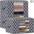 WISELIFE Storage Bags, Large Blanket Clothes Organization and Storage Containers for Bedding, Comforters, Foldable Organizer with Reinforced Handle, Clear Window,Sturdy Zippers,(Grey, 3 x 100L)