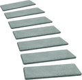 PURE ERA Carpet Stair Treads Ultra Plush 8" X 30" Soft Indoor Stair Protectors Pet-Friendly Non-Slip Skid Resistant Tape Free Washable Reusable(14 Pieces, Greenish Gray)