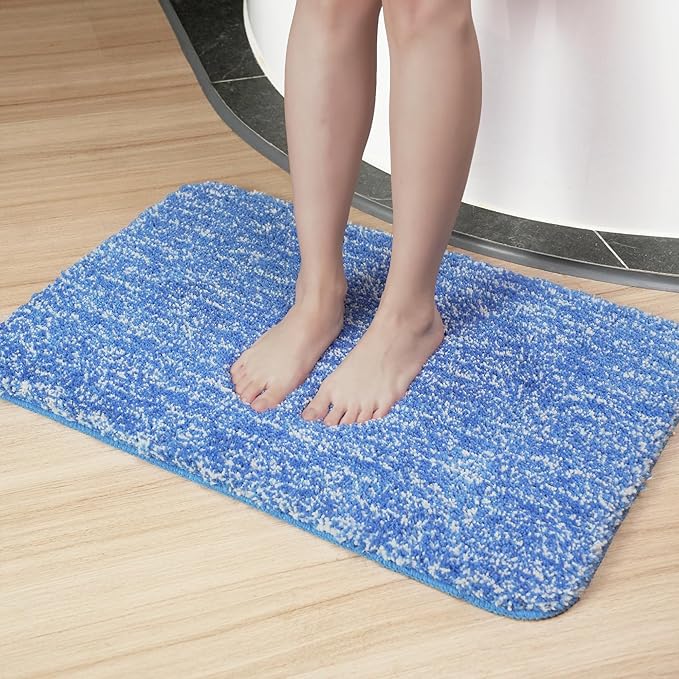 Luxury Quick Dry Non-Slip Bathroom Rugs【17'' x 24'' Night Blue】 Highly Absorbent Washable and Ultra Soft, Extra Thick Fluffy Bath Mats for Shower/Kitchen/Bathtub Floor