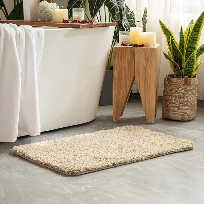 MIULEE Non Slip Bathroom Rug Bath Mats for Bathroom(20x30,Camel) Absorbent Thick Soft Microfiber Bath Rug Machine Washable Plush Carpet for Tub Shower