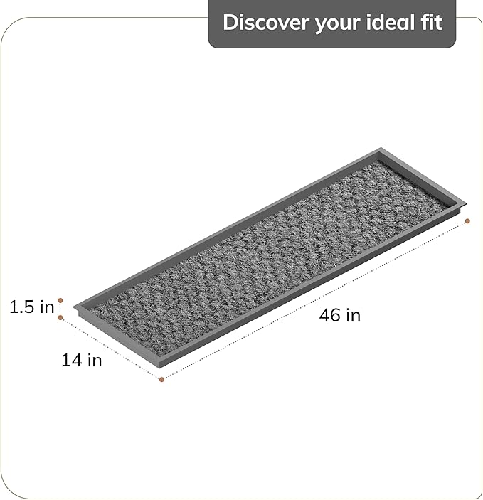 Anji Mountain Heavy Duty Waterproof Rubber Shoe Storage Mat Organizer/Boot Storage Tray Multi Use for Entryway with Coir, Tan and Khaki Insert, Fits 4 Pair (46.5" Wide)