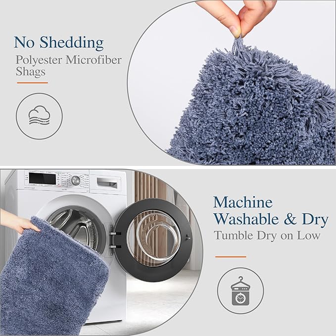 Walensee Large Bathroom Rug (24 x 40, Blue) Extra Soft and Absorbent Shaggy Bath Mat Machine Washable Microfiber Non Slip Luxury Floor Mat