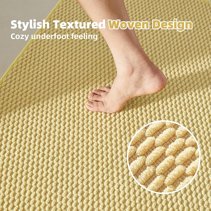 Large Bathroom Rugs Non Slip Washable Bath Rugs Super Absorbent Bathroom Rug Thin Quick Dry Low Pile Bath Mats, Yellow 36"x48"
