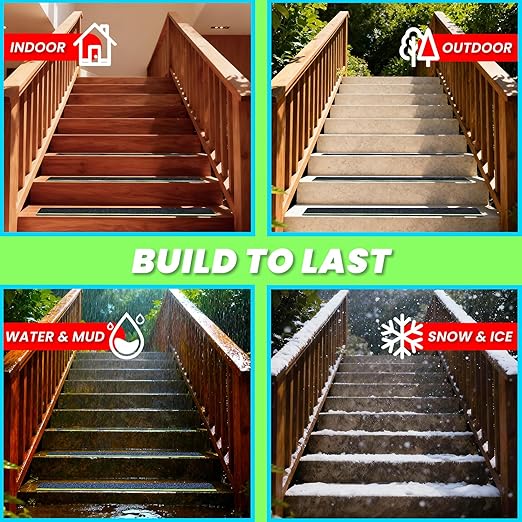LifeGrip Anti Slip Traction Treads with Glow in Dark Stripe (5-Pack), 4" X 28", Best Grip Tape Grit Non Slip, Outdoor Non Skid Tape, High Traction Friction Abrasive Adhesive for Stairs Step