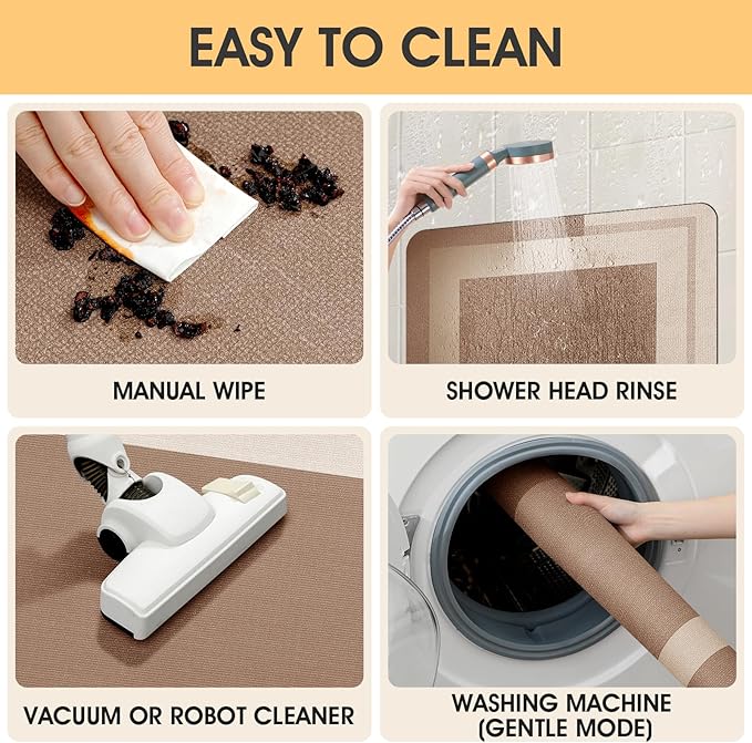ACCUMTEK Toilet Rugs, Ultra Thin Absorbent Contour Bathroom Rugs for Toilet, Dry Quickly, Machine Washable, Upgrade Backing Non-Slip Bath Mat, Taupe/Bordered/U-Shaped 24"x20"
