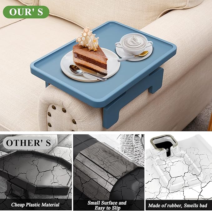 SINWANT Couch Arm Table Tray, Sofa Clip on Tray Tables,Couch Armrest Table Suitable for Home Drinks/Eating Trays for Living Room Recliner Chair on Armrest