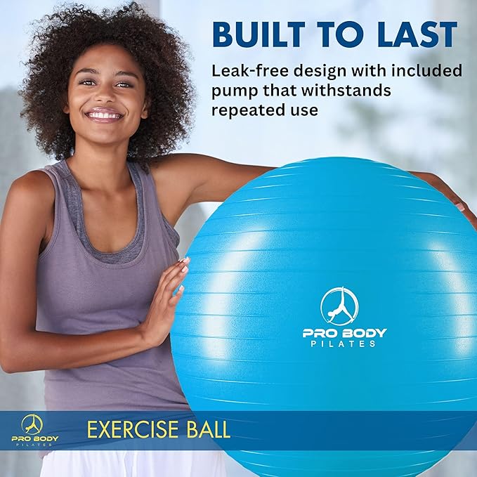 ProBody Pilates Exercise Ball - Multiple Sizes Gym Grade Balance Ball for Fitness, Yoga, Workout, Pregnancy & Physical Therapy