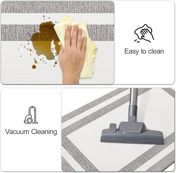 Small Kitchen Mat Cushioned Anti Fatigue Memory Foam Cushioned Rugs Non Slip Comfort Standing Kitchen Floor Mat for Kitchen, Office, Sink, Laundry, Waterproof & Ergonomic 17.3"x27.5" White