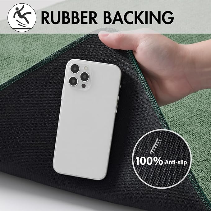 MIULEE Christmas Green Set of 2 Ultra Thin Bathroom Rugs, Rubber Bath Mats for Bathroom Non Slip, Quick Dry Absorbent Bath Rug Machine Washable, Fit Under Door, Shower, Sink, Home Decor, 24x36 Inch