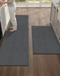 Color&Geometry Washable Kitchen Floor Mats Set,Extra Long Absorbent Non Slip Kitchen Runner Rug for Front Sink, Laundry, Hallway, 24"x36"+24"x72", Grey