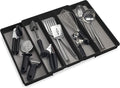 ELTOW Expandable Utensil Drawer Organizer, 5 Compartment Non-Slip & Adjustable Large Utensil Organizer for Kitchen Drawers, Kitchen Organization for Utensils, Flatware Storage Tray (Black)