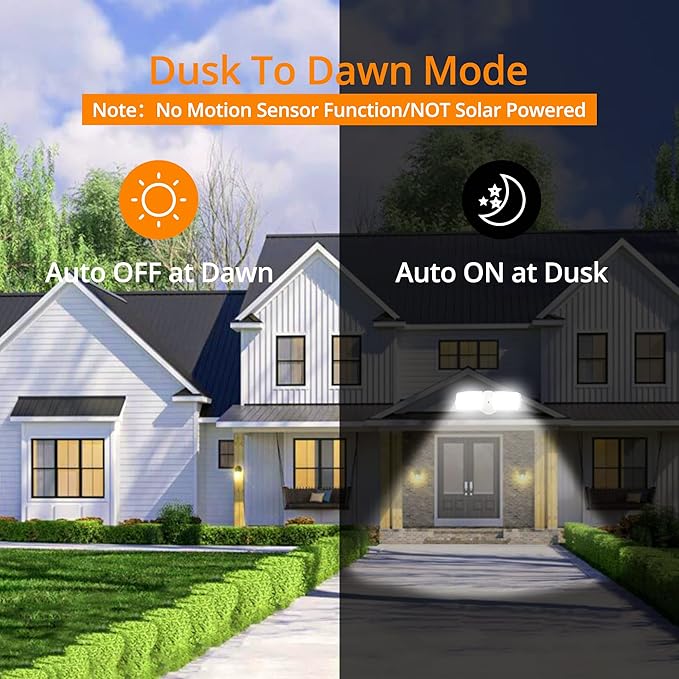 UME 2-Pack 19W Dusk to Dawn LED Security Light Outdoor, 2 Adjustable Head, 2000LM, 5000K, IP65 Waterproof, Super Bright Flood Light with Photocell for Garage,Yard,Exterior,Entryway(White)