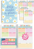 Meeting Notebook For Work Organization - Work Meeting Notebook for Women, Notebooks for Note Taking, Project Planning Notebooks, Note Books for Workers, Business Organizer Planner