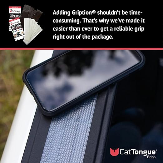 CATTONGUE GRIPS 2” Non-Abrasive Grip Tape Strips - Heavy-Duty, Waterproof Anti-Slip Tape for Furniture, Bathtubs, Frames, Gaming & More - Indoor & Outdoor Anti-Slip Solution (Black)