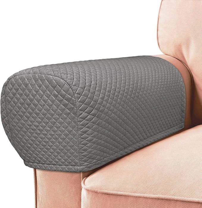 Roytub Stretch Couch Arm Covers, Breathable Armrest Covers for Sofas and Chairs Arm Cover Keep Your Home Clean, Sofa Arm Cover can Decorate and Protect Your Sofa(2 PCS, Grey)