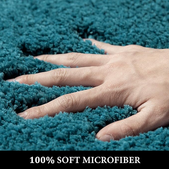 MIULEE Teal Absorbent Bath Rugs, Soft Large Bathroom Mats Non-Slip and Quick-Drying for Bathroom Floor Bathtub Showers, Machine Washable Carpet (24 x 36 Inches)
