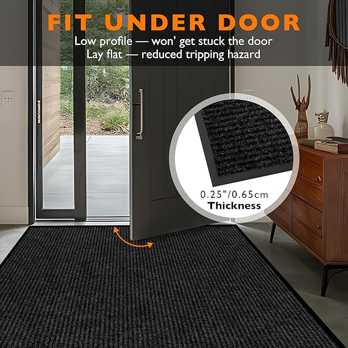 Custom Size Extra Large Front Door Mat, 3FT x 24FT Indoor Outdoor Entrance Commercial Floor Mat, Heavy Duty Dirt Trapper Doormat for Entryway Welcome Mat, Low Profile, Non-Slip, Waterproof
