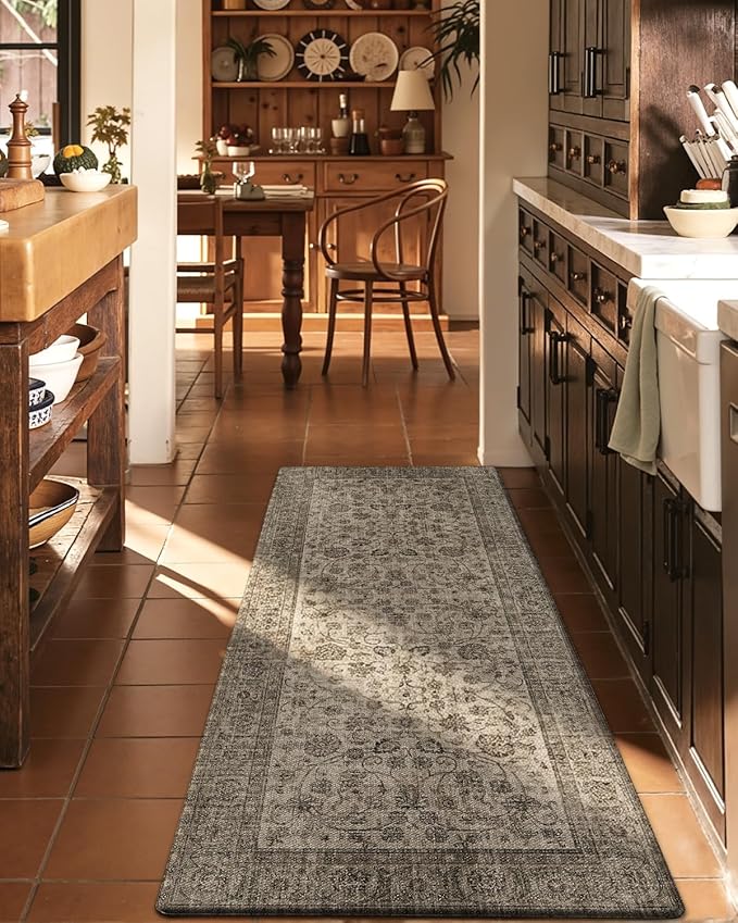 DEXI Kitchen Mats for Floor Cushioned, 23x86 Extra Large Long Runner Rug Non Slip, Waterproof Soft Comfort Standing Padded Anti Fatigue Decorative, Brown