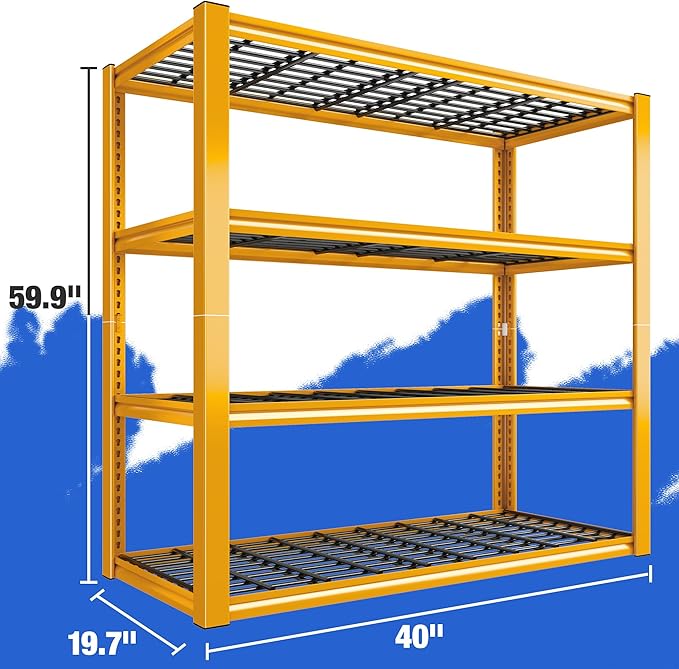 REIBII 40" W Garage Shelving Heavy Duty Metal Shelving 2200LBS Storage Shelves 4 Tier Garage Shelves Adjustable Metal Shelf for Warehouse Basement Pantry Kitchen, 3 Pack