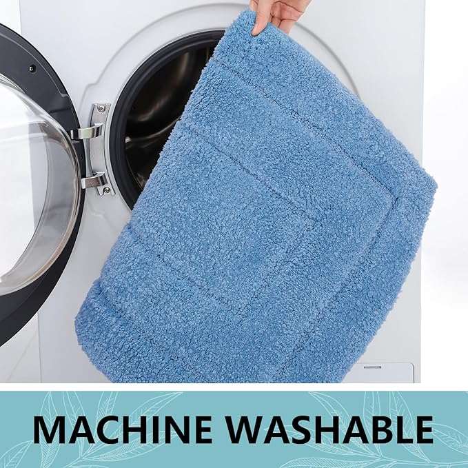 Buganda Bathroom Rugs, 30" x 20", Soft and Absorbent Microfiber Bath Rugs, Non-Slip Shaggy Shower Carpet, Machine Wash Dry Bath Mats for Bathroom Floor, Tub and Shower, Blue