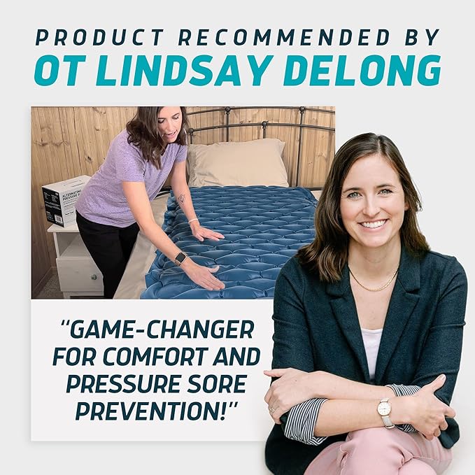Lunderg Alternating Air Pressure Mattress Pad with Static Mode - Comfortable Bed Sore Prevention - Includes Waterproof Mattress Topper for Hospital Bed or Home & Quiet Pump - Recommended by Doctors