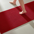 Christmas Bathroom Runner Rugs, Long Bath Mat Runner Washable Thin Quick Dry Low Pile Bathroom Runner Rugs Non Slip, Red 24"x70"